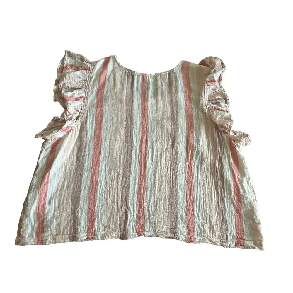 Black Tape Women’s Striped Ruffle Sleeve Top Plus Size 3X - Picture 6 of 11